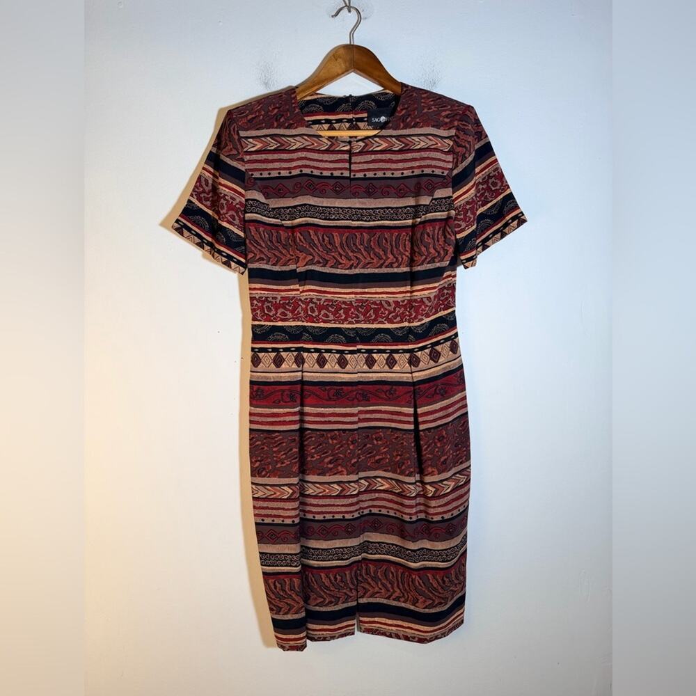 Vintage Striped Patterned Column Dress